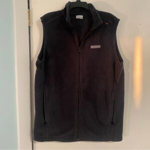 Columbia Fleece Vest Mens Size LT Black Full Zip Outdoor Hiking Work Wear Class